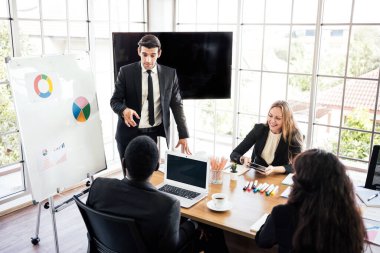 İş grupları toplantıları, geçen yılki teftiş hakkında şirket tartışmaları ve ofiste yeni bir iş planı. Seminerdeki Kafkaslar ve Afrikalılar gibi çeşitli uluslardan iş adamları