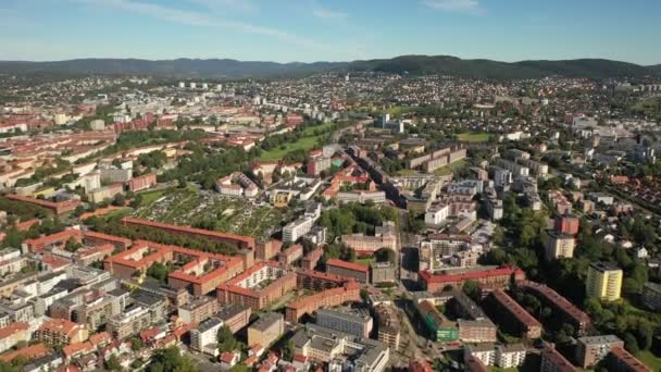 Oslo Noruega Belo Vídeo Aéreo Panorâmico Drone Voador Para Cidade — Vídeo de Stock