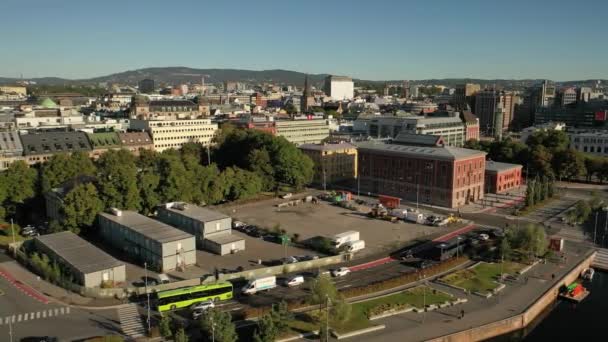 Oslo Noruega Belo Vídeo Aéreo Panorâmico Drone Voador Para Centro — Vídeo de Stock