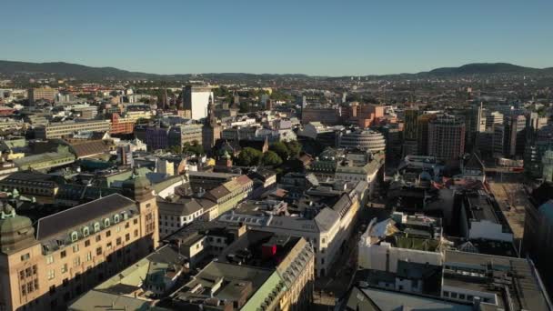 Oslo Noorwegen Prachtige Panoramische Luchtvideo Van Vliegende Drone Naar Oslo — Stockvideo