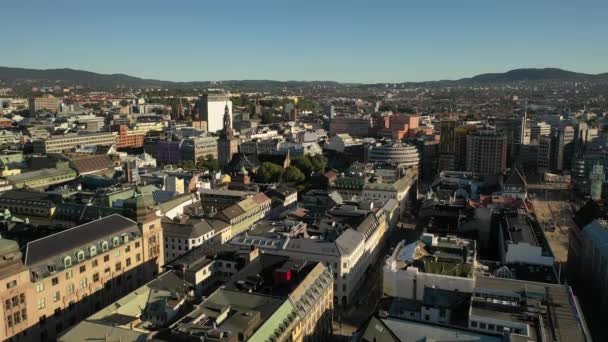 Oslo Noruega Belo Vídeo Aéreo Panorâmico Drone Voador Para Centro — Vídeo de Stock