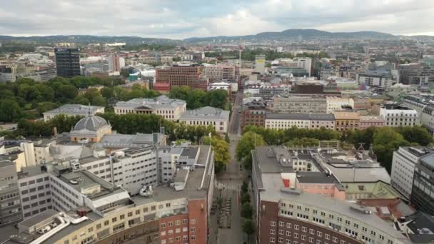 Oslo Norwegia Piękne Panoramiczne Wideo Lotu Drona Oslo City Hall — Wideo stockowe