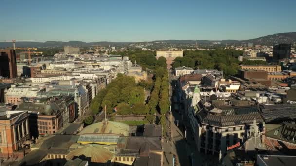 Oslo Norvège Belle Vidéo Aérienne Panoramique Drone Volant Palais Royal — Video