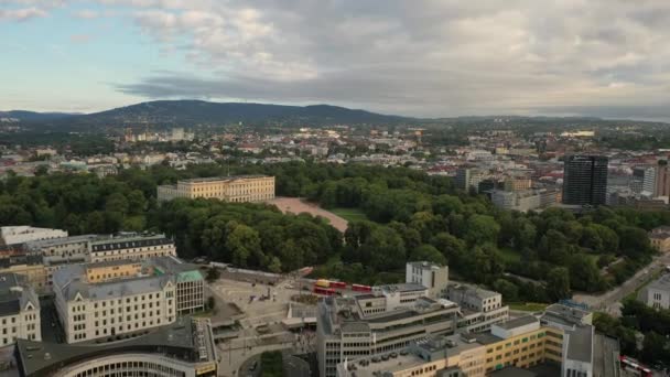 Oslo Norvegia Bellissimo Video Aereo Panoramico Dal Drone Volante Palazzo — Video Stock