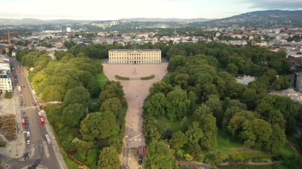 Oslo Norvégia Gyönyörű Panorámás Légi Felvétel Repülő Dróntól Királyi Palotáig — Stock videók