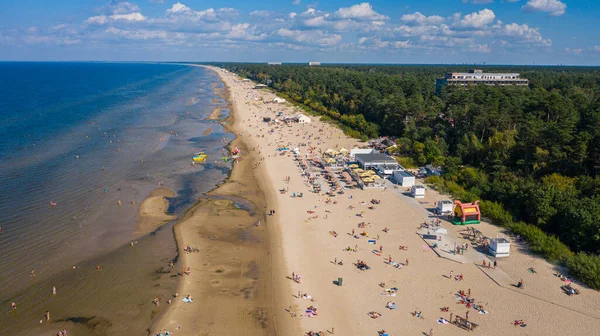 Dzintari Jurmala Latvia Baltics Фото Воздуха Летающего Беспилотника Песчаный Пляж — стоковое фото