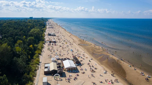 Dzintari Jurmala Latvia Baltics Фото Воздуха Летающего Беспилотника Песчаный Пляж — стоковое фото