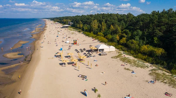 Dzintari Jurmala Latvia Baltics Фото Воздуха Летающего Беспилотника Песчаный Пляж — стоковое фото