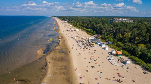 Dzintari Jurmala Latvia Baltics Фото Воздуха Летающего Беспилотника Песчаный Пляж — стоковое фото