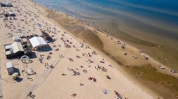 Dzintari Jurmala Latvia Baltics Фото Воздуха Летающего Беспилотника Песчаный Пляж — стоковое фото