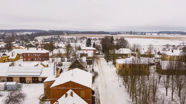 Akniste Jekabpils Lettland Baltikum Vacker Panoramautsikt Från Flygande Drönare Till — Stockfoto