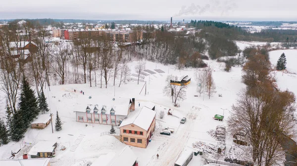 Akniste Jekabpils Lettország Baltics Gyönyörű Panoráma Légi Felvétel Repülő Drón — Stock Fotó