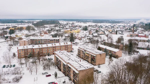 Akniste Jekabpils Latvia Baltics Panoramic Аэрофотоснимок Летающего Дрона Город Akniste — стоковое фото