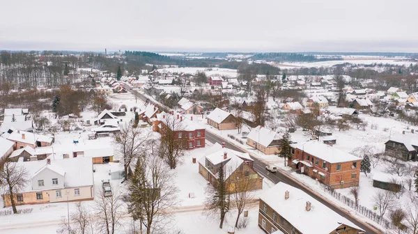 Akniste Jekabpils Letonia Baltics Hermosa Vista Aérea Panorámica Avión Tripulado —  Fotos de Stock