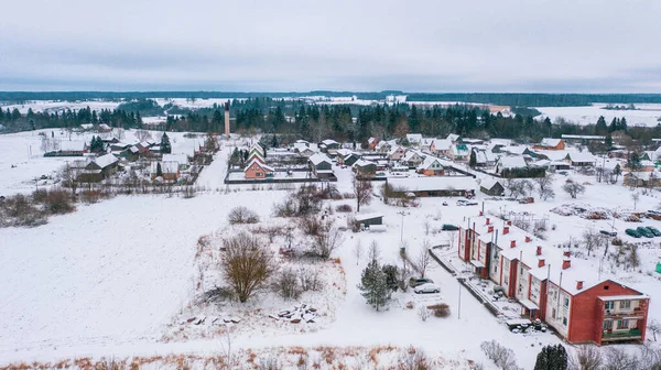 Akniste Jekabpils Lettland Baltikum Vacker Panoramautsikt Från Flygande Drönare Till — Stockfoto