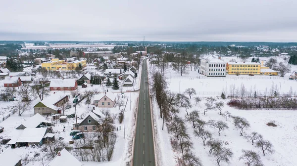 Akniste Jekabpils Letonia Baltics Hermosa Vista Aérea Panorámica Avión Tripulado —  Fotos de Stock