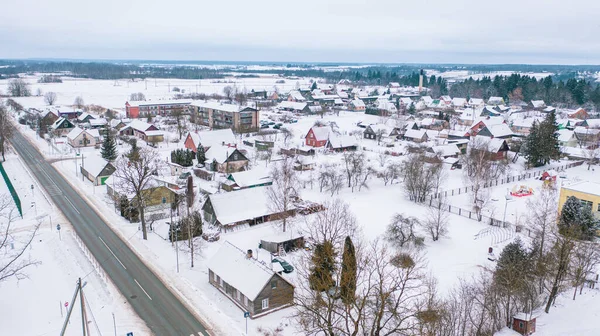 Akniste Jekabpils Letonia Baltics Hermosa Vista Aérea Panorámica Avión Tripulado —  Fotos de Stock