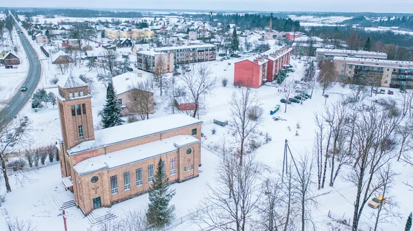 Akniste Jekabpils Lettország Baltics Gyönyörű Panoráma Légi Felvétel Repülő Drón — Stock Fotó