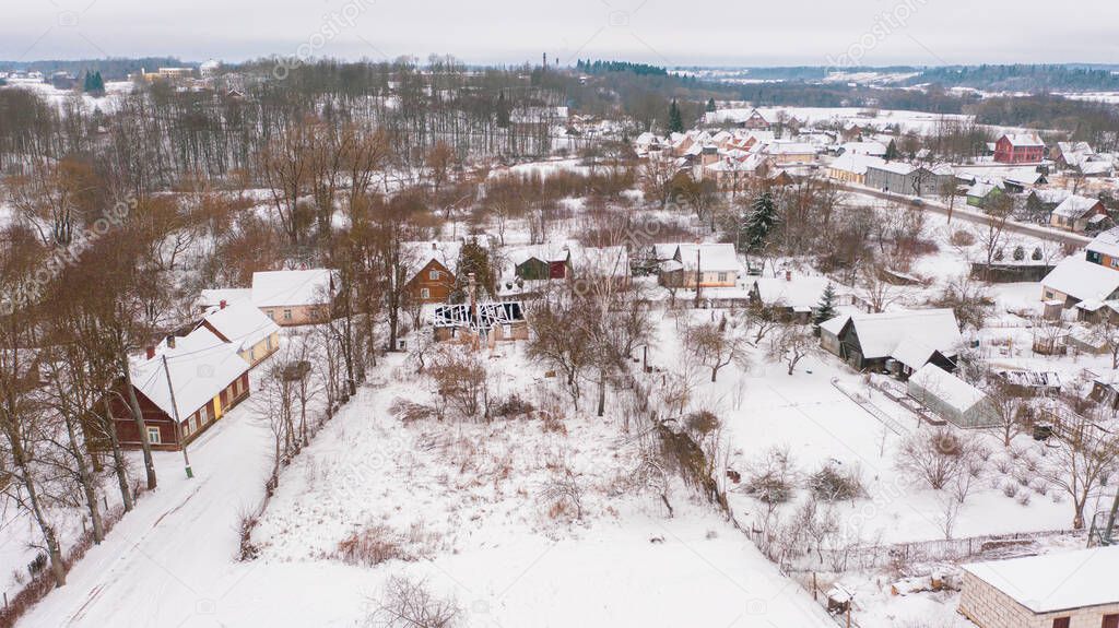 Akniste, Jekabpils, Letonia, Baltics.Hermosa vista aérea panorámica de