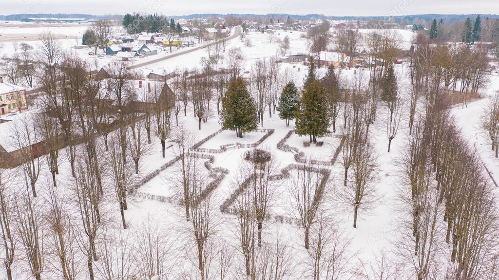 Akniste, Jekabpils, Letonia, Baltics.Hermosa vista aérea panorámica de