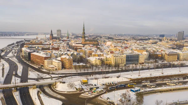 Riga Letland Baltische Staten Prachtige Panoramische Luchtfoto Van Vliegende Drone — Stockfoto