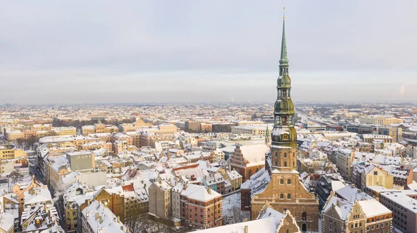 Riga Lotyšsko Pobaltí Krásný Panoramatický Letecký Pohled Fotografie Létání Drone Stock Fotografie