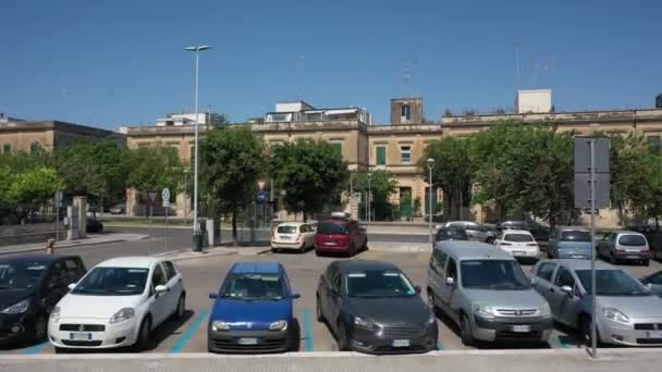 Lecce Puglia Talya Güzel Panoramik Hava Video Dan Roma Amfitiyatrosuna — Stok video