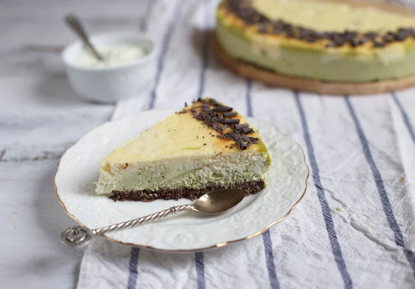 Vanilla mint cheesecake — Stock Photo, Image