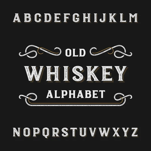 Old whiskey alphabet vector fuente . — Archivo Imágenes Vectoriales