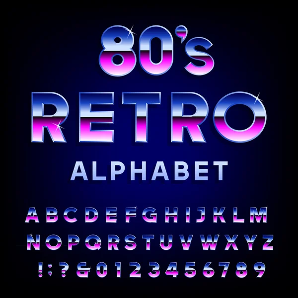 Fonte vectorielle alphabet rétro 80 's — Image vectorielle