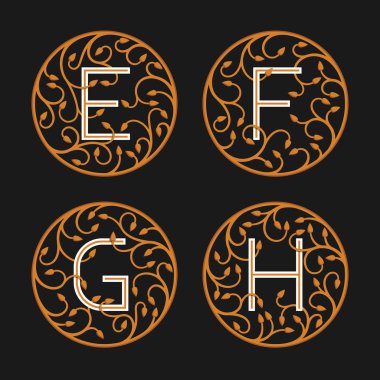 Dekoratif başlangıç harfi E, F, G, H.