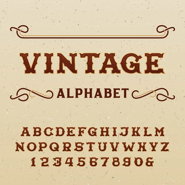 Vintage alphabet vector font in western style. — Stock Vector