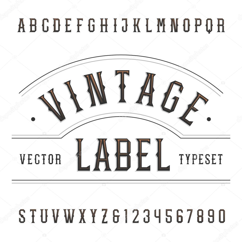Vintage alphabet vector font. Type letters and numbers in western style.