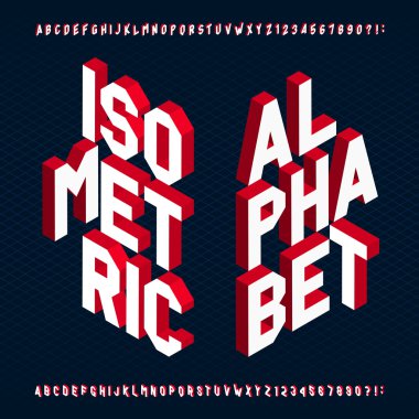 3D izometrik alfabe vektör yazı tipi.
