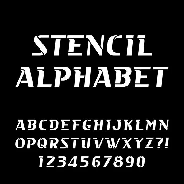 Stencil alphabet vector font. — Stock Vector