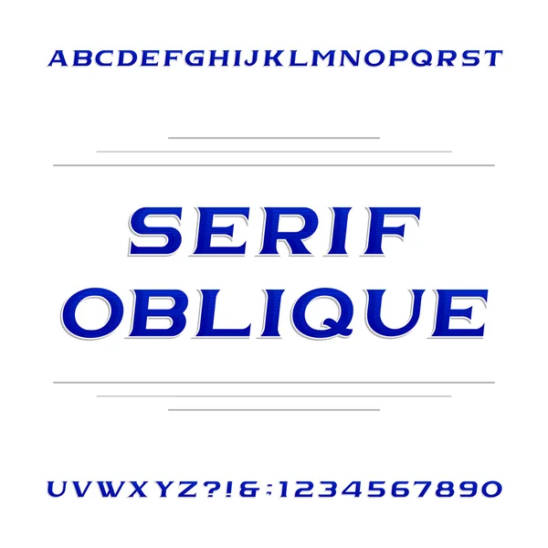 Decoratieve alfabet vector schreeflettertype. Schuine letters en cijfers. — Stockvector