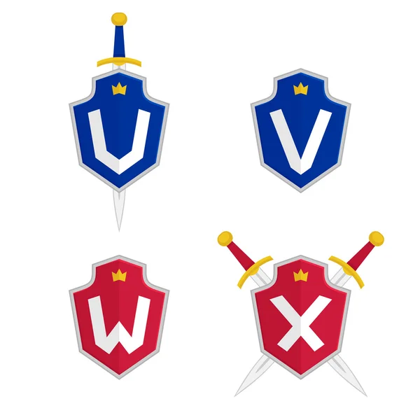 Letra U, V, W, X plantillas de logotipo de vectores . — Vector de stock