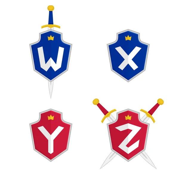 Carta W, X, Y, Z modelos de logotipo do vetor . — Vetor de Stock
