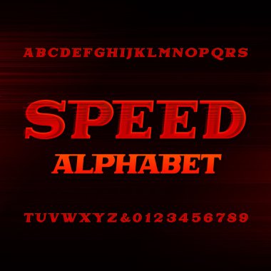 Hız alfabe yazı tipi. Eğik dinamik harf ve rakam.