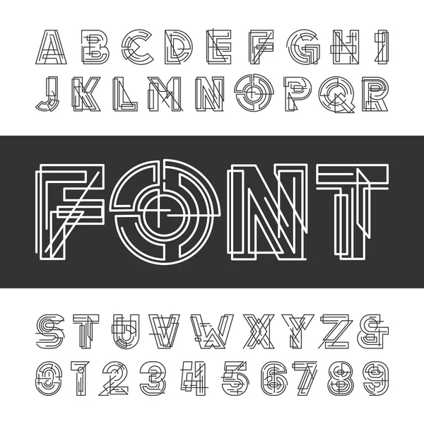 Decorative geometric alphabet fuente . — Vector de stock