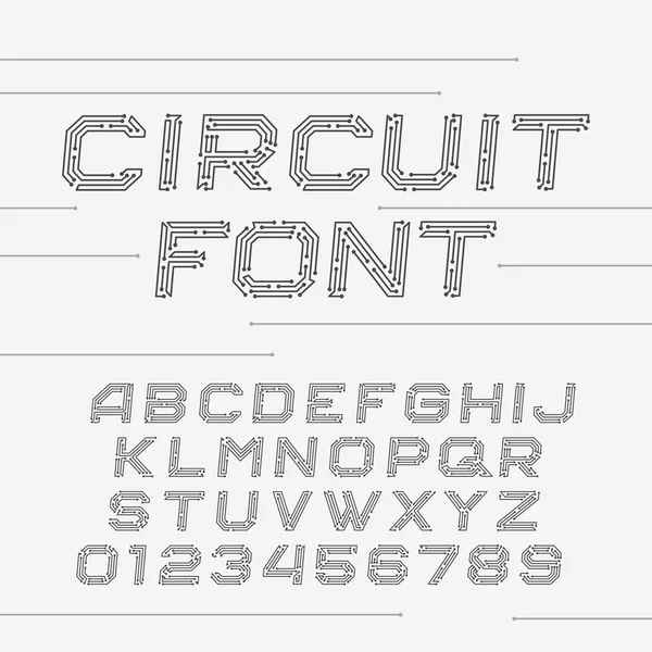 Circuit board font. Vector Alphabet. — Stock Vector
