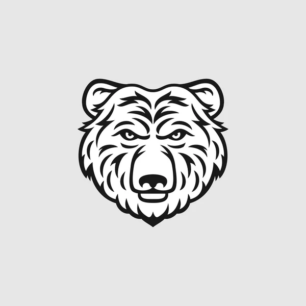 Logo ou icône de la tête d'ours en noir et blanc . — Image vectorielle
