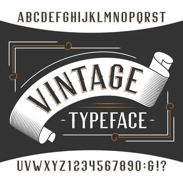 Vintage αλφάβητο γραμματοσειρά. Σκουριά επίδραση γράμματα και αριθμούς — Διανυσματικό Αρχείο