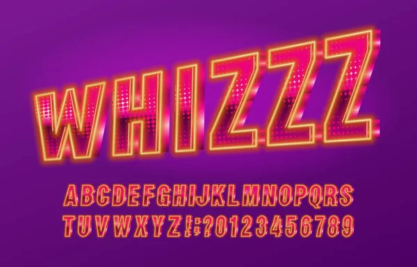 Whiz Alphabet Schrift Leuchtende Buchstaben Und Zahlen Aktienvektortyposkript Für Ihr — Stockvektor