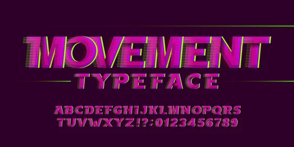 Movement Alphabet Font High Speed Effect Letters Numbers Stock Vector — Archivo Imágenes Vectoriales