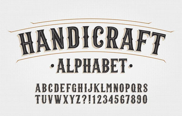 Handenarbeid Alfabet Lettertype Handgetekende Letters Cijfers Voorraad Vector Typescript Voor — Stockvector