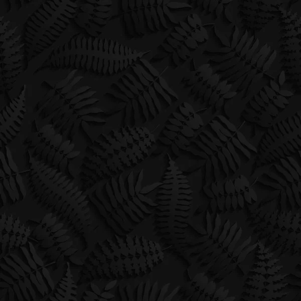 Abstract Tropical Leaves Seamless Background Black Color Ilustração Vetor — Vetor de Stock