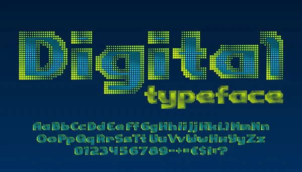 Ψηφιακή Γραμματοσειρά Αλφαβήτου Γράμματα Και Αριθμοί Υψηλής Τεχνολογίας Γράφημα Βιντεοπαιχνιδιών — Διανυσματικό Αρχείο
