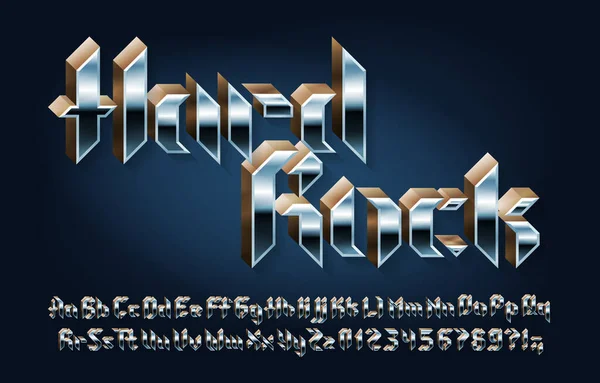 Schrift Hard Rock Buchstaben Zahlen Und Satzzeichen Heavy Metal Stil — Stockvektor