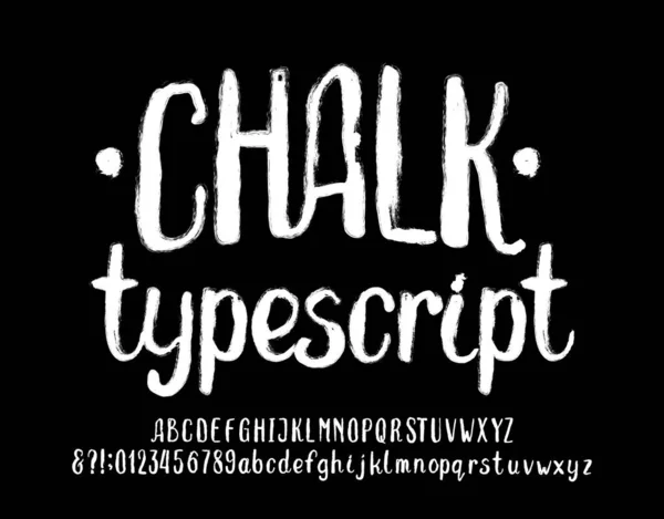Chalk Typescript Hand Drawn Uppercase Lowercase Letters Numbers Symbols Stock — Stock Vector